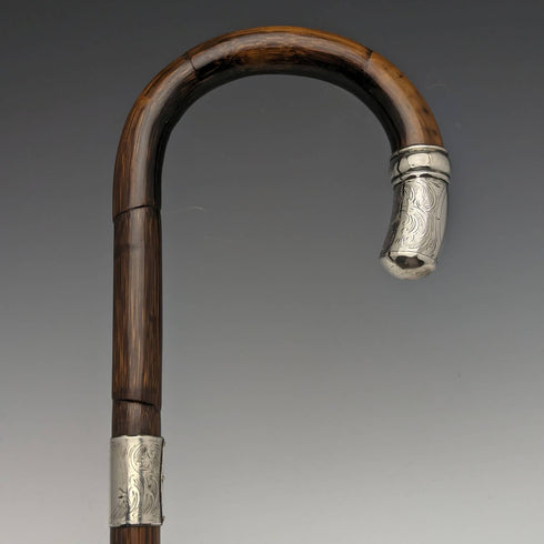 1919 年英國古董紳士細輕手杖,帶弧形手柄 91 厘米